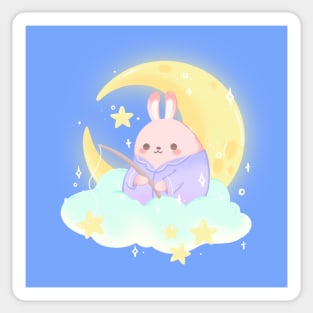 moon rabbit fishing Sticker